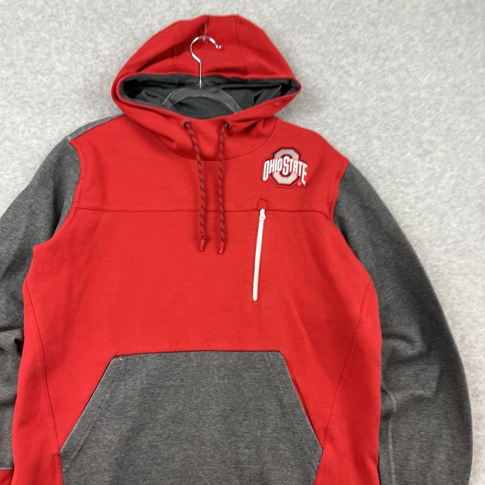 Ohio‎ State Buckeyes Hoodie Nike Mens L Red Long Sleeve Pullover Fleece Mock